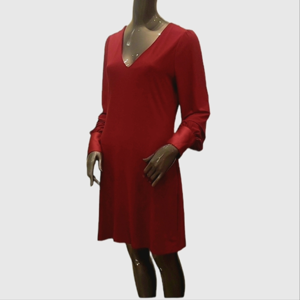 NWT Long sleeve Satrim Trim Fitted Dress, sz Med